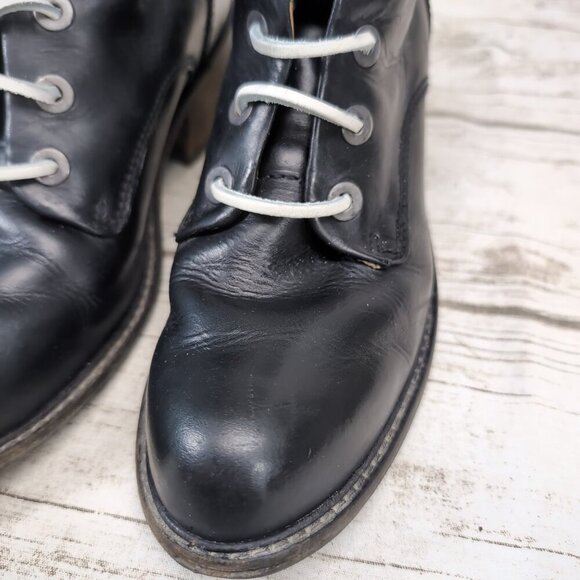 John Fluevog Adriana Nuni Black Leather Lace Up Boots Women Size 8 - Picture 3 of 9